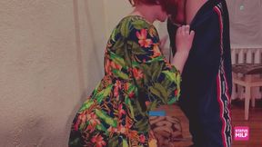 Naive Stepmom Tastes Stepson's Cock in the Utility Room