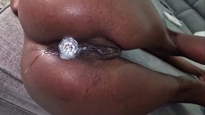 Slim Ebony Teen With a Plugged Asshole Enjoys Her BF's BWC & Tastes a Creampie From Her Pussy