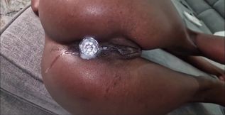 Slim Ebony Teen With a Plugged Asshole Enjoys Her BF's BWC & Tastes a Creampie From Her Pussy