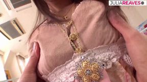 Horny girl gets fucked after masturbating with a long dildo