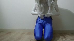 White Zentai Cat Wears Blue Leohex