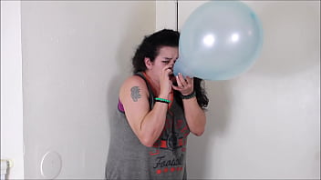 BBW Milf  Blows Up Balloons till they pop in her face!