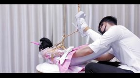 Anime girls get bound and suspended in cos-play
