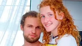 Aesthetic Slender Redhead Is Sucking In The Kitchen With Foxy Lee