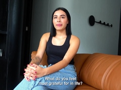 Cute Colombian amateur teen on casting