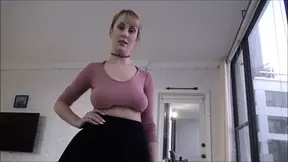 Big-titted blonde babysitter deep-throats huge cock in POV