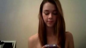 Stunning white teen babe shows up naked on webcam