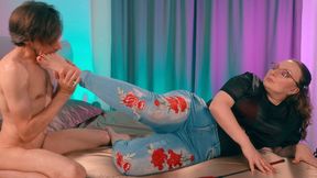 Sweaty Foot Cleaning Duty - Cold Mistress Treats Naked Slave Like a Towel, CFNM Feet Licking - Strict MILF in Glasses Ignores Her Thing Caring Her Soles (720p)