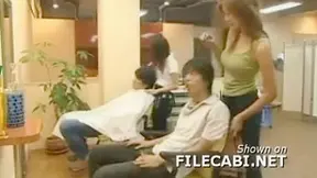 Massages in the parlor with cutie Asians in hot bikinis