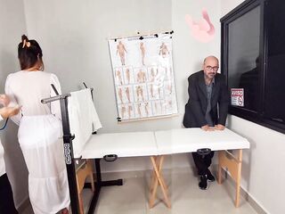 Cuckold groom takes his wife to the gynecologist!