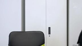 Japanese babe with big tits gets a threesome at the office