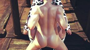 a farmer tending to his cow - monster girl hentai