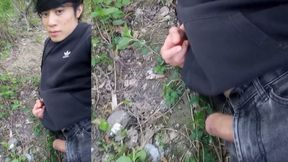 Cock Exposed Through the Pants Fly This Cute Gay Boy Humping Precuming Cumming Cleaning Sperm on His Dick Outdoors Is Jon Arteen