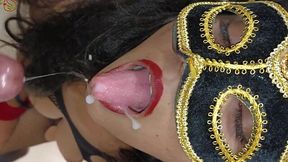 Indian lovers enjoy blowjob with cum in mouth and Hindi audio