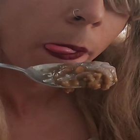 Cum Gourmet, Lentil Soup Cum Swallowing Wearing White Bodystocking