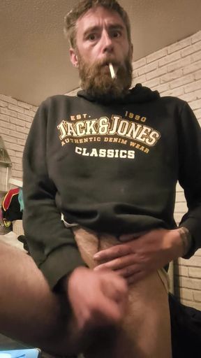 Wanking My Big Hard Dick and Smoking