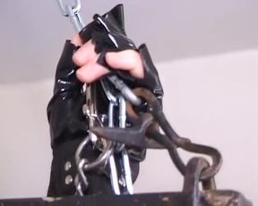 Kinky German shemale tied up and fucked in hot BDSM threesome