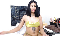 Big ass big tits hot latina babe anal fingering with footfetish