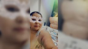 Chubby amateur lady boss relaxes with bedtime bath routine