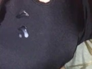 Blowjob & Cum on wifes masked face, Husband licks up cumshot & cum kisses