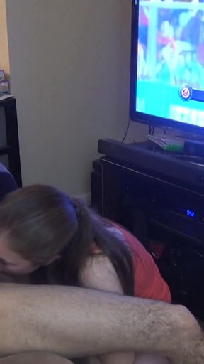 Double Blowjob While He Plays FIFA   Clip 2