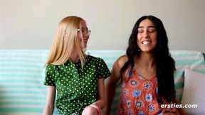 Ersties Dark Haired Beauty Invites Petite Redhead Over For Lesbian Fun
