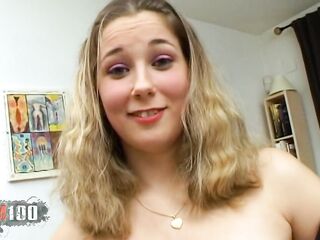 French Amateur Calia B - Golden-haired Large Breasts Anal Oral-sex & Spunk fountain