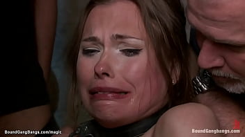 Russian bride gets double penetration and bondage in interracial gang bang