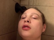 18 year old kisses and sucks their new bad dragon horse dildo all the way to the knot