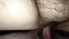 Camera directly on the sofa, intimate view of doggy sex from below with my thick hairy girlfriend