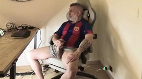 Mature Hung Big Cock Daddy Playing at the Desk