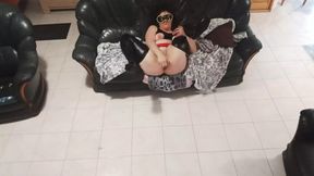 Black latex-clad bombshell ridden hard by monstrous black silicone