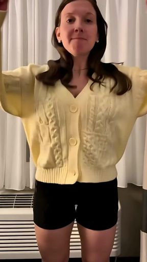 My 55f lesbian roommate got a surprise video of me bouncing my big tits in many sweaters then fucking myself hard for her