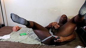 stroking and fucking myself at a friends house