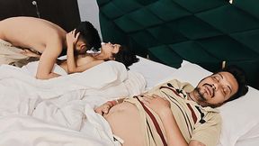 Indian wife gets caught having hardcore sex with friend in front of her husband.