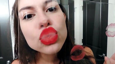 Ashley Alban mesmerizes with bold red lips in an intimate solo session