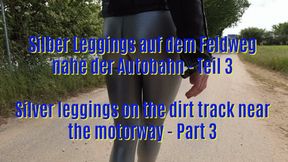 Silver cameltoe leggings sew motorway, part 3 - Silberne Cameltoe-Leggings nähe Autobahn, Teil 3