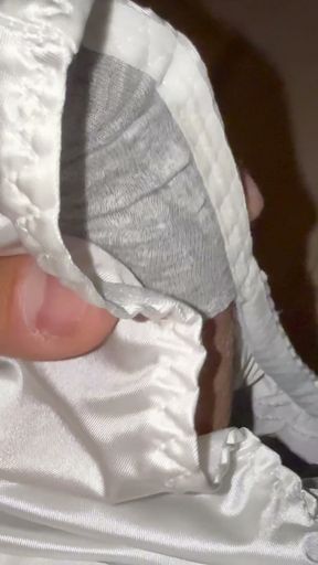 Satin panties getting drenched