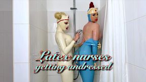 Latex nurses getting undressed
