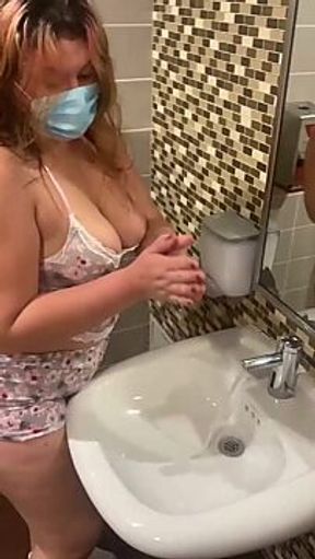 Gorgeous Chubby Teen Gets Public Restroom Pounded