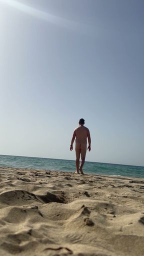 Running naked on the beach