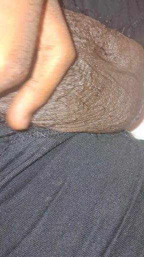 Stroking Big Black Uncut Dick Through Underwear