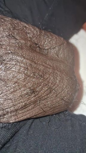 Stroking Big Black Uncut Dick Through Underwear