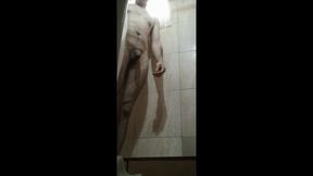 Man is on while bathing