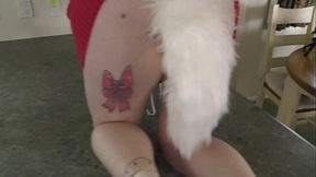 MILF slut cleaning the kitchen bench with bright shiny butt plug up her ass  Trailer