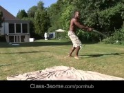 Nasty Nataly and Nela seduce black cock for his hot vannila load
