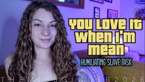 You Love It When Im Mean (Humiliating Slave Task)