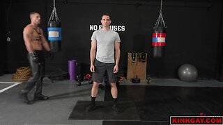 Roman todd dominates gym buddy quin quire with anal bdsm and big dick torture! bdsm gym athletic bigdick bitgag - starring roman todd and quin quire