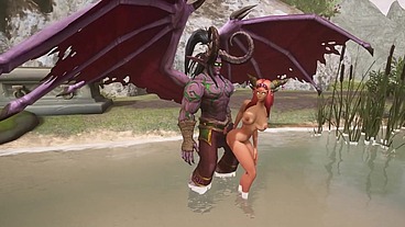 Illidan Stormrage stand lift and carry fucks a hot redhead elf - Warcraft Parody