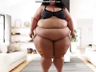HEAVY Ebony Amazon SSBBW with rippling flesh everywhere (Solo, AI-Generated, M185 1)